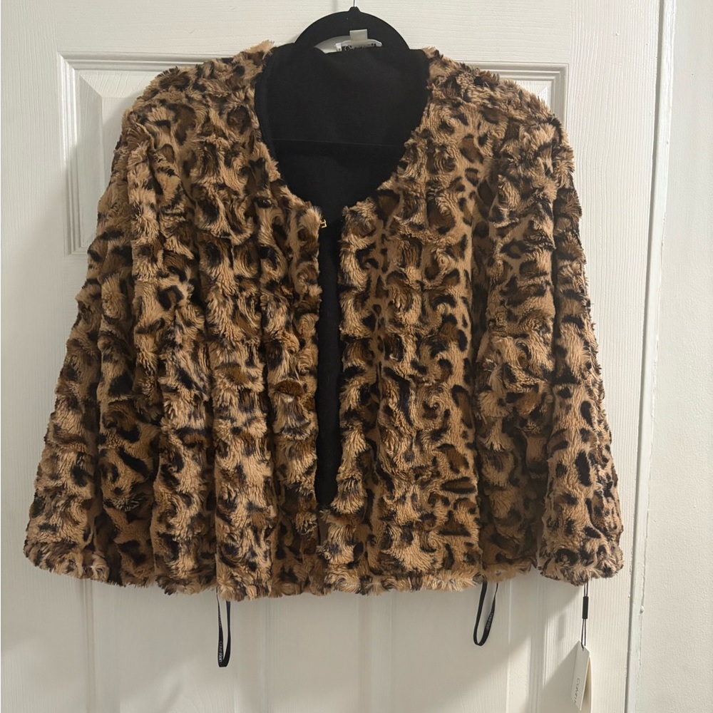 Calvin Klein Brown Leopard Teddy Jacket